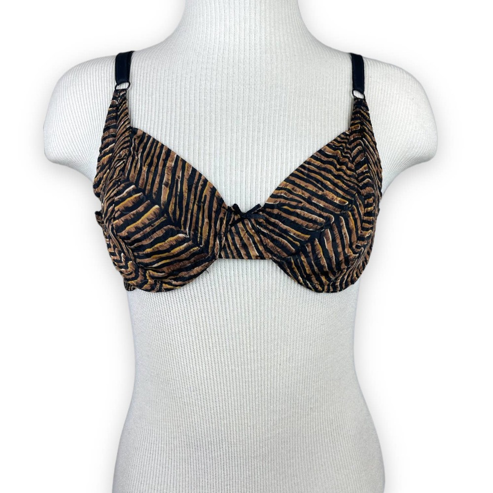 NOT FOR SALE Black and Brown Animal Print Vintage Bralette Sz 36B